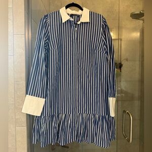 J. Crew Blue and White Striped Shirt Dress